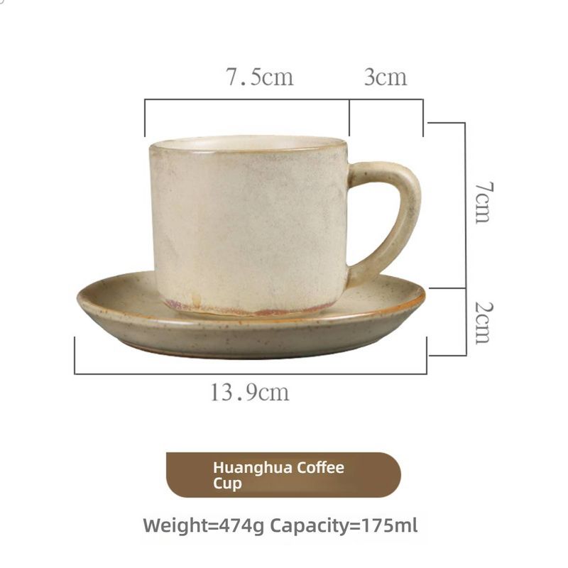 175ml Aesthetic Ceramic Coffee Cup Set - Glaze Gradient Cappuccino & Latte Art Cup With Saucer_voghion.com