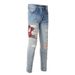 Herrkläder i samma stil katt morrhår rynkiga broderade orm lapptäcke hål elastisk slim fit skinny jeans jeans_voghion.com