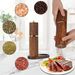 Manuelle Holzmühle mit einstellbarem Mahlgrad für Sichuanpfeffer und Meersalz, inklusive Gewürzflaschenfuß, Küchenhelfer_voghion.com