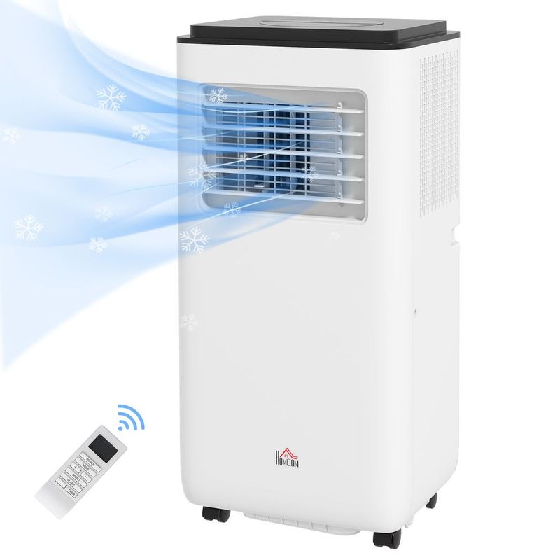 HOMCOM 8,000 BTU Moible Air Conditioner 345 Sq. Ft., Dehumidifier Fan Auto Sleep With 24H Timer On/Off, Window Kit, White_voghion.com