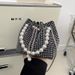 Crossbody Bucket For Women, High-End Feel, 2025 New Design, Niche Drawstring Fashion Chain Rhinestone Bag_voghion.com