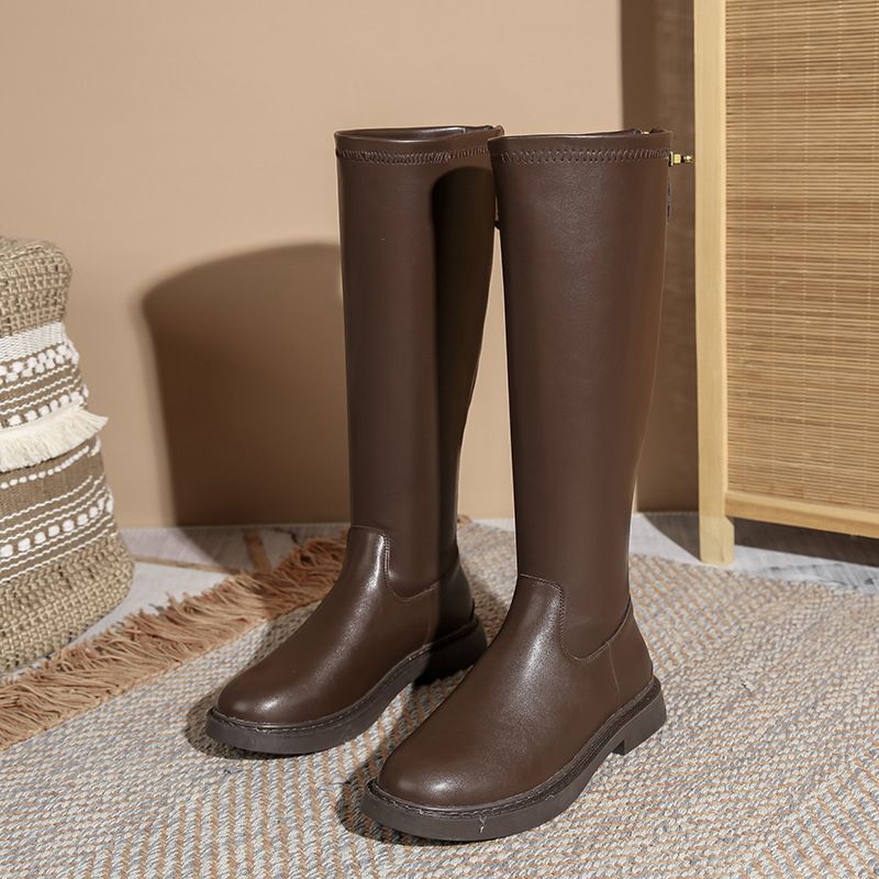 Botas Martin femininas de cano alto, cano longo, cano alto, acolchoadas, solado alto, outono_voghion.com