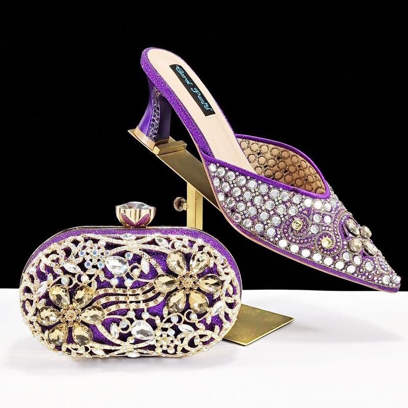 Damesschoenen dames puntige hoge hak slippers schoenen tas set ganzenei vormige clutch sexy stijl banket of dagelijks_voghion.com