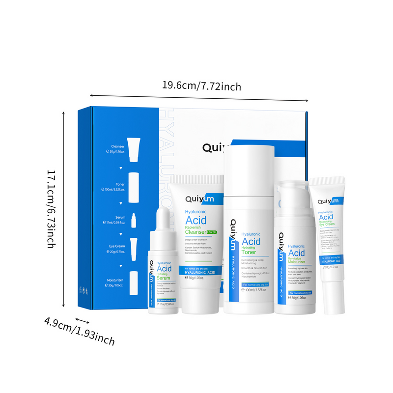 Hyaluronic Acid Skincare Set - 5-Piece Hydrating & Moisturizing Kit (FDA Approved)_voghion.com