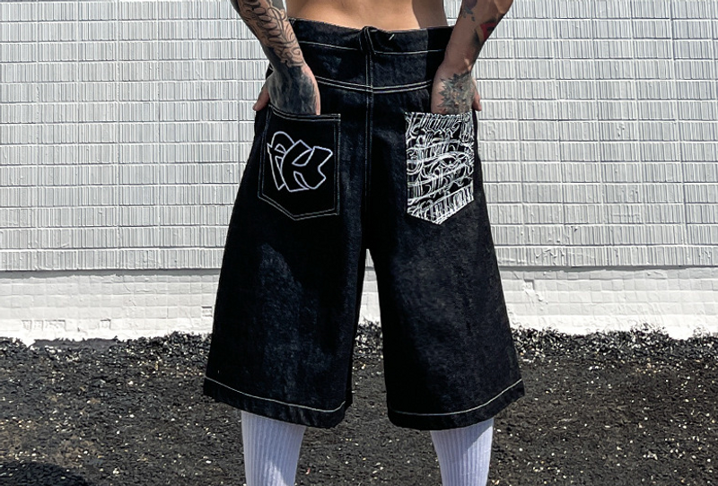Men's Clothing American West Coast Denim Shorts Men's Summer 2024 New Trendy Brand Loose Washed Cut Five Point Casual Pants_voghion.com