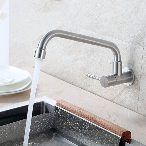 Rubinetto per acqua fredda con maniglia singola in acciaio inossidabile 304, lavello da cucina, montaggio in superficie, finitura spazzolata, rubinetto girevole verticale_voghion.com