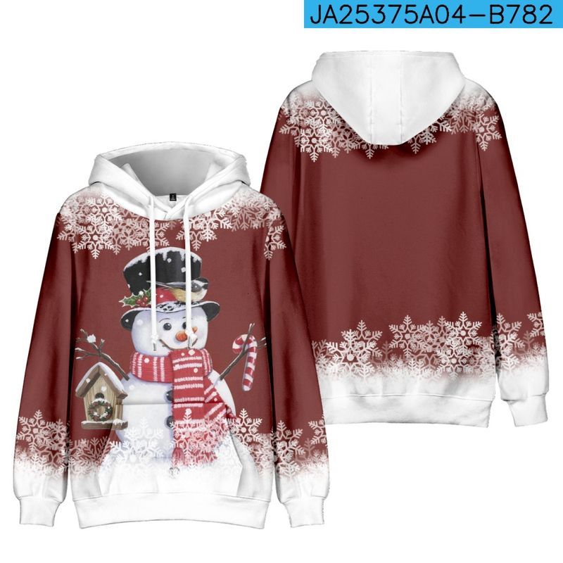 Herrenbekleidung Neue Weihnachtskollektion mit Schneemann-Elementen, personalisierter, lässiger Druck, Kapuzenpullover mit langen Ärmeln_voghion.com