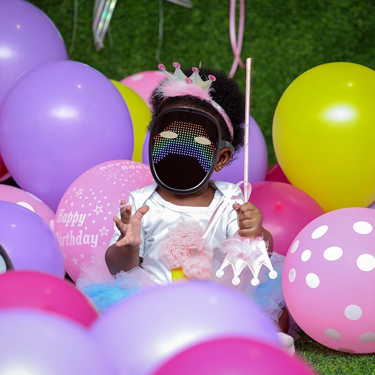 New Children's LED Luminous Mask Gesture Face Changing Prop Party Ball Gift_voghion.com