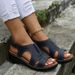 new style sandals for women with Velcro stitching, hollow thick soles, large size open toe casual sandals for women_voghion.com