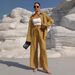 Women's Clothing Fashion Spring Style Temperament Plus Size Women's Long Sleeved Cardigan Two Piece Casual Solid Color Suit_voghion.com