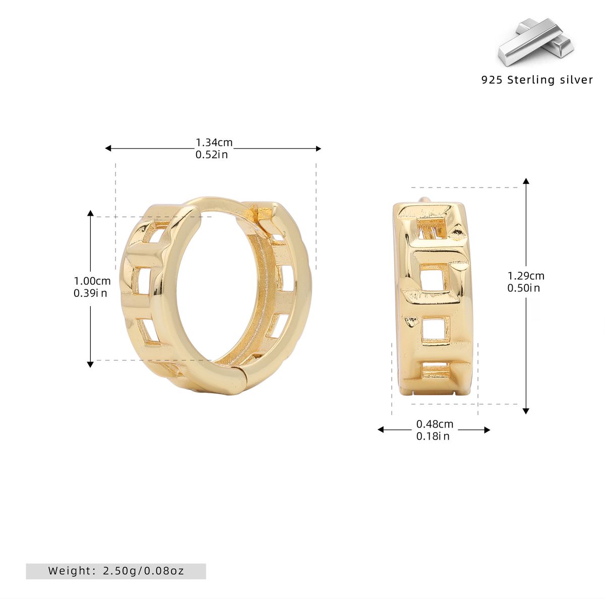 Orecchini a cerchio quadrati geometrici minimalisti da donna in argento sterling 925, ipoallergenici e leggeri per l'uso quotidiano. Geometria_voghion.com