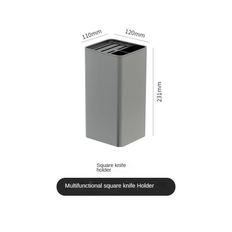 Gray Knife Holder Storage Rack Multifunctional Knife Scissors Kitchen Countertop Knife Holder Stand Storage Box_voghion.com