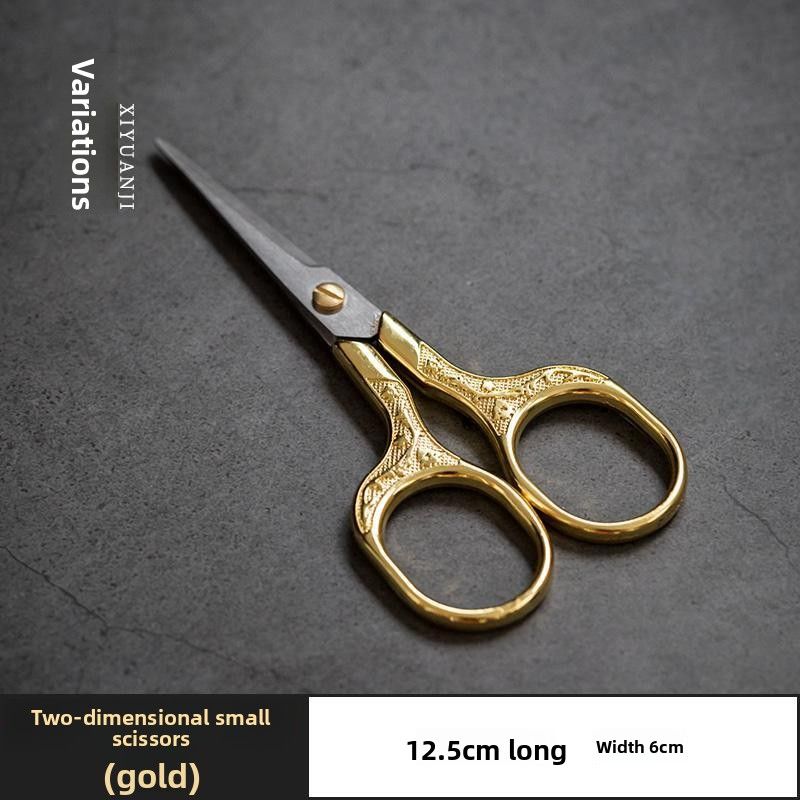 European Tailor Handmade Classical Pattern Design Stainless Steel Portable Small Scissors_voghion.com