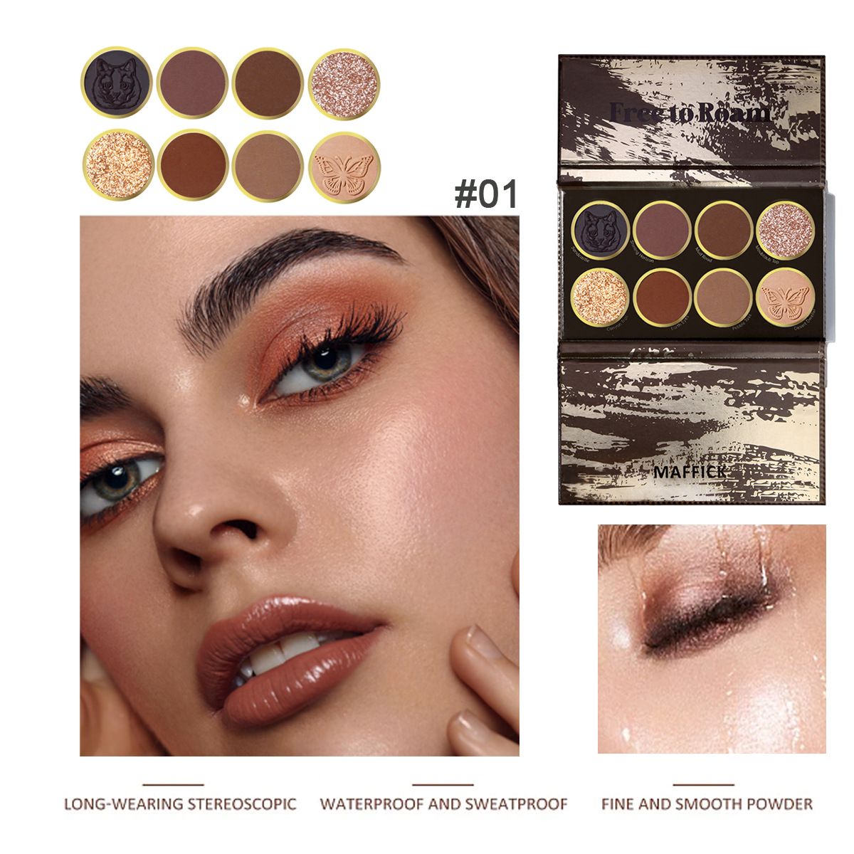 Lidschatten-Make-up, alles auf Englisch, MAFFICK Free Roaming, 8-Farben-Lidschatten-Palette, matt, Perlglanz-Make-up, Kosmetik_voghion.com