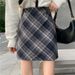 Checkered midi woolen fabric new autumn/winter 2024 high waist slimming short skirt pear shaped figure_voghion.com