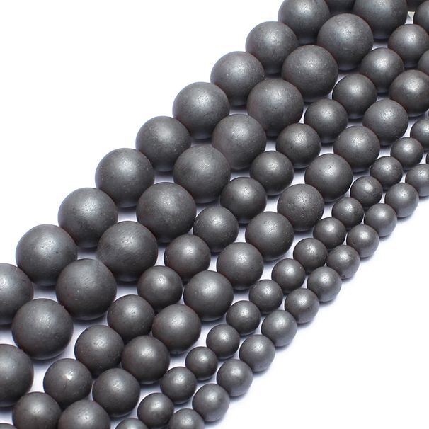 Natural Stones Rhodium Rose Gold Plated Hematite Round Loose Mineral Beads For Bracelet DIY Jewelry Making 15inch 2/3/4/6/8/10mm_voghion.com