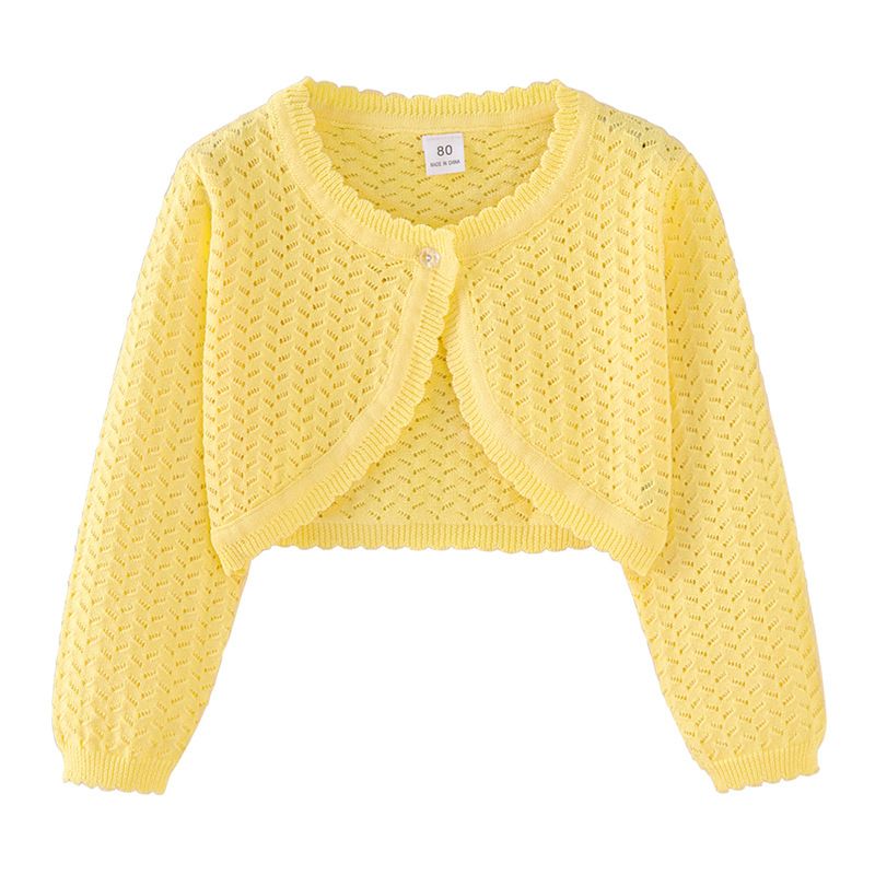 Mutter & Kinder Mädchen Klimaanlage Hemd Dünne Strickjacke Baby Baumwolle Strickjacke Sommer Spitze Offene Vorderseite Pullover Kinder Schal Niedliche Muster_voghion.com