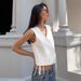 Women's Clothing Temperament White Sleeveless Shirt Women Design Lace Up V Neck Vest Top_voghion.com