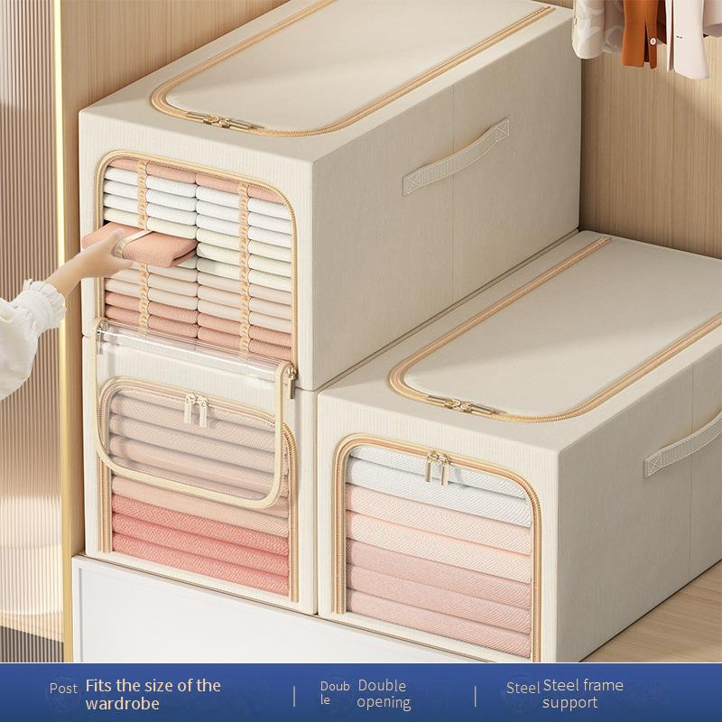 Boîtes de rangement pliables en tissu Oxford pour vêtements – Organiseur de garde-robe polyvalent avec poignées (grande capacité, respirant et résistant, pour la maison et le placard)_voghion.com