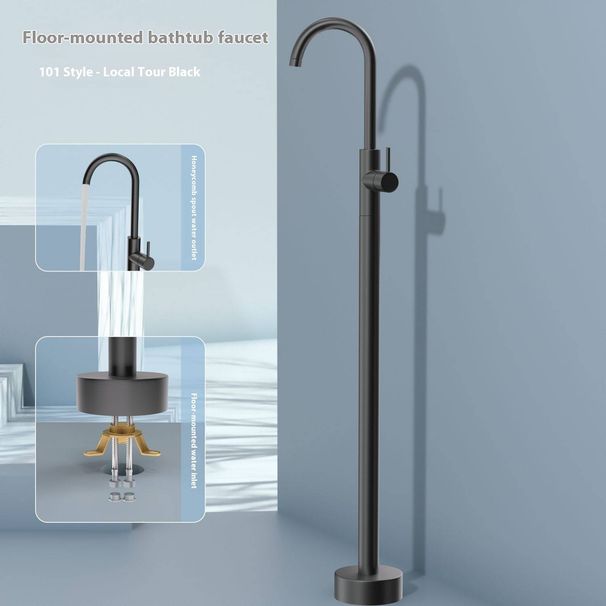 Premium Copper Freestanding Bathtub Faucet Set With Wall-Mounted Shower, Dual Function, Chrome Finish – Modern Bathroom Upgrade"_voghion.com