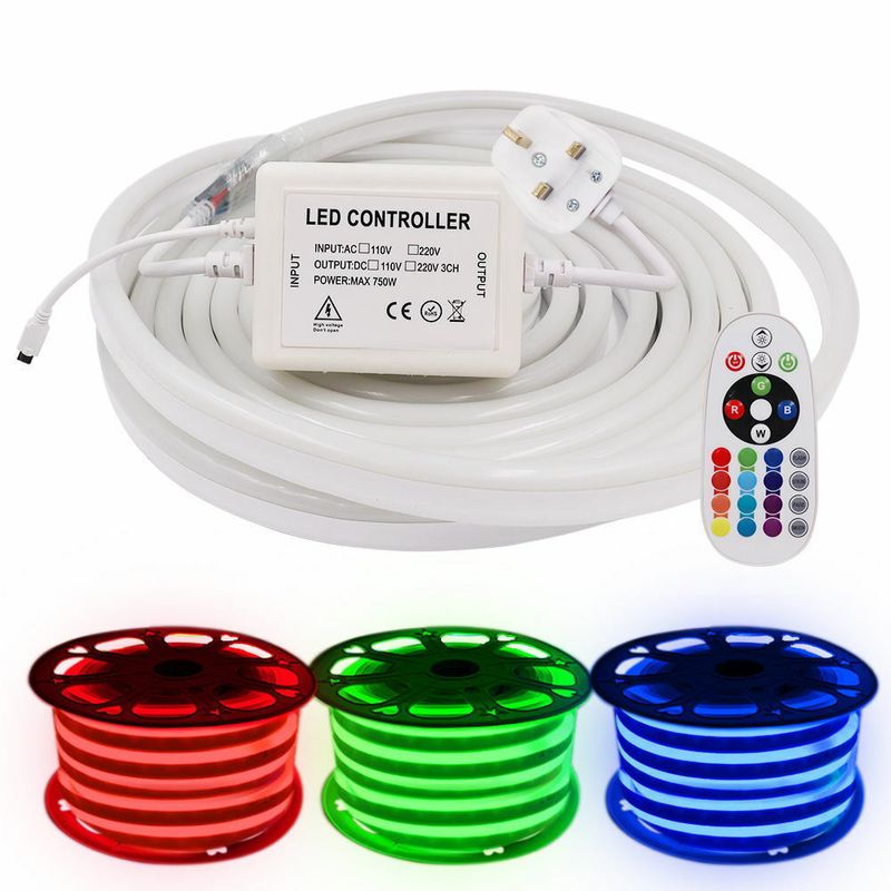 Bande lumineuse LED RGB avec prise secteur, éclairage intérieur et extérieur étanche, 220 V_voghion.com