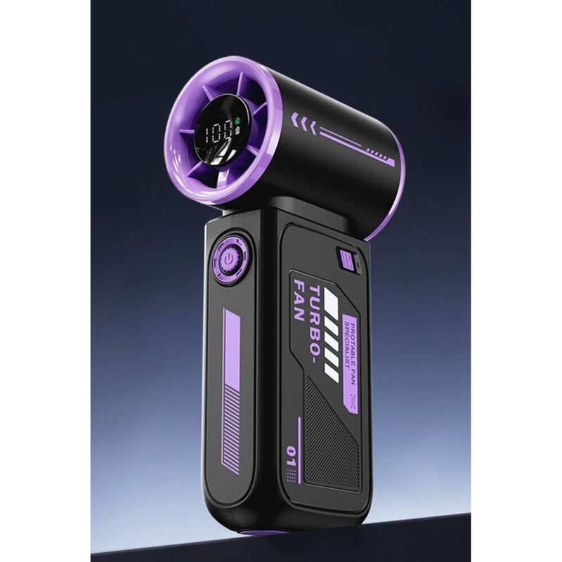 Cross-Border Mecha High-Speed Portable Digital Display Handheld USB Rechargeable Mini Fan Outdoor_voghion.com