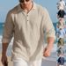 Herren-Leinenhemd mit Knopfleiste – Relaxed Fit Langarm-Polo mit Stehkragen (S-XXXL, atmungsaktiv und knitterfrei, Marineblau/Schwarz/Khaki)_voghion.com