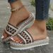 Women's fashion wedge sandals women's fish mouth wedge heels woven hemp rope thick bottom comfortable sponge slippers_voghion.com