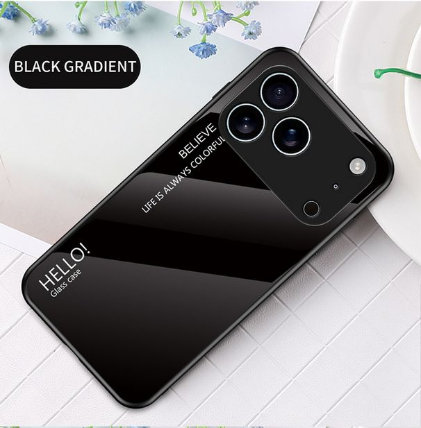 Gradient Tempered Glass Protect Case For IPhone 17 Pro Max 17 Pro 17 Air 16 Pro Max 15 + 14 13 12 11 XS XR Glossy Cover_voghion.com