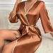 Women's Sleepwears Satin Nightgown Women's Spring And Summer Thin Contrast Color Trim Bathrobe Ladies Satin Pajamas Home_voghion.com