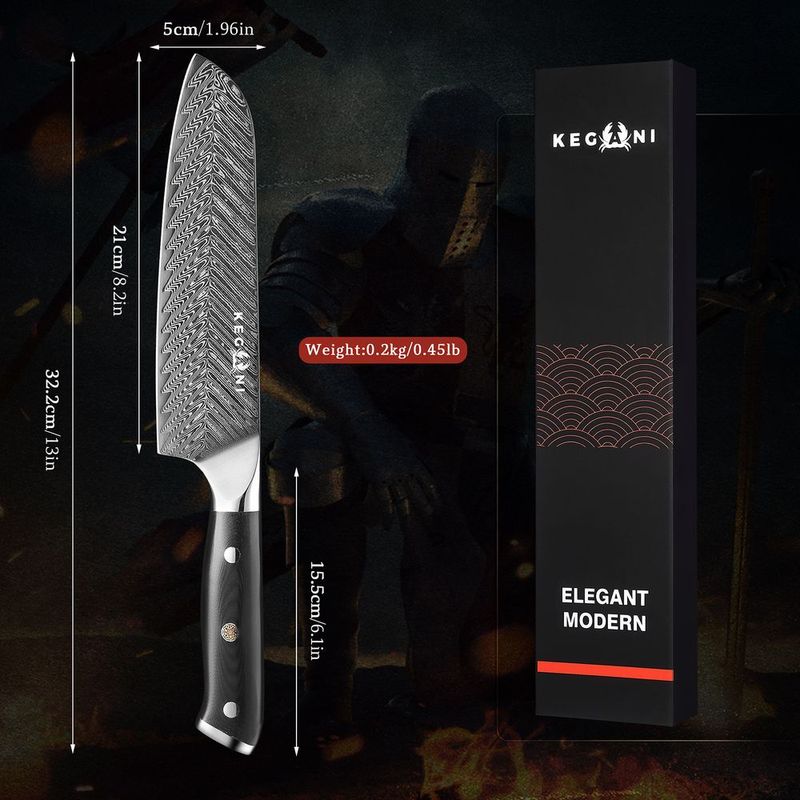 Kegani Santoku Knife 7 Inch Japanese Santoku Knife, 73 Layers AUS-10 Damascus Japanese Knife, FullTang G10 Handle Damascus Santoku Knife With Case &_voghion.com