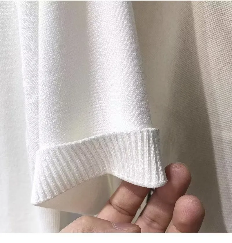 Men's Clothing 2024 summer lapel t shirt polo shirt men's short sleeved knitted sweater half sleeved youth slim shoulder stitching trend_voghion.com