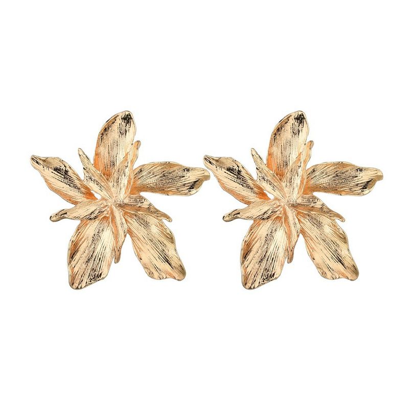Orecchini a bottone con grandi fiori in lega esagerata alla moda, gioielli in metallo per le donne, accessori per le orecchie_voghion.com