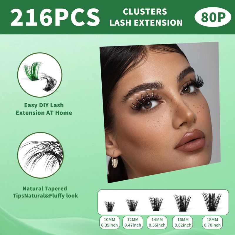 DIY-Set für segmentierte falsche Wimpern, Wimpernverlängerungsset mit großer Kapazität, gemischte Farben mit bunten und schwarzen Büscheln_voghion.com