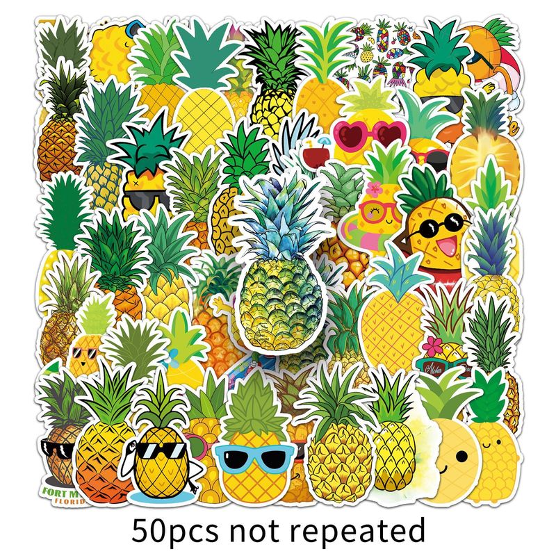 50 pineapple fruit luggage stickers creative waterproof graffiti stickers Scooter Computer tablet cartoon decoration_voghion.com