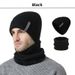 Herbst Winter Neue Herren Verdickt Und Schal Outdoor Fleece-Gefüttert Warme Ohrenschutz Strickmütze Zweiteiliges Set_voghion.com
