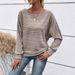 Damenbekleidung Herbst und Winter Bequemes, lässiges, einfarbiges, langärmeliges Pullover-Top mit Rundhalsausschnitt_voghion.com