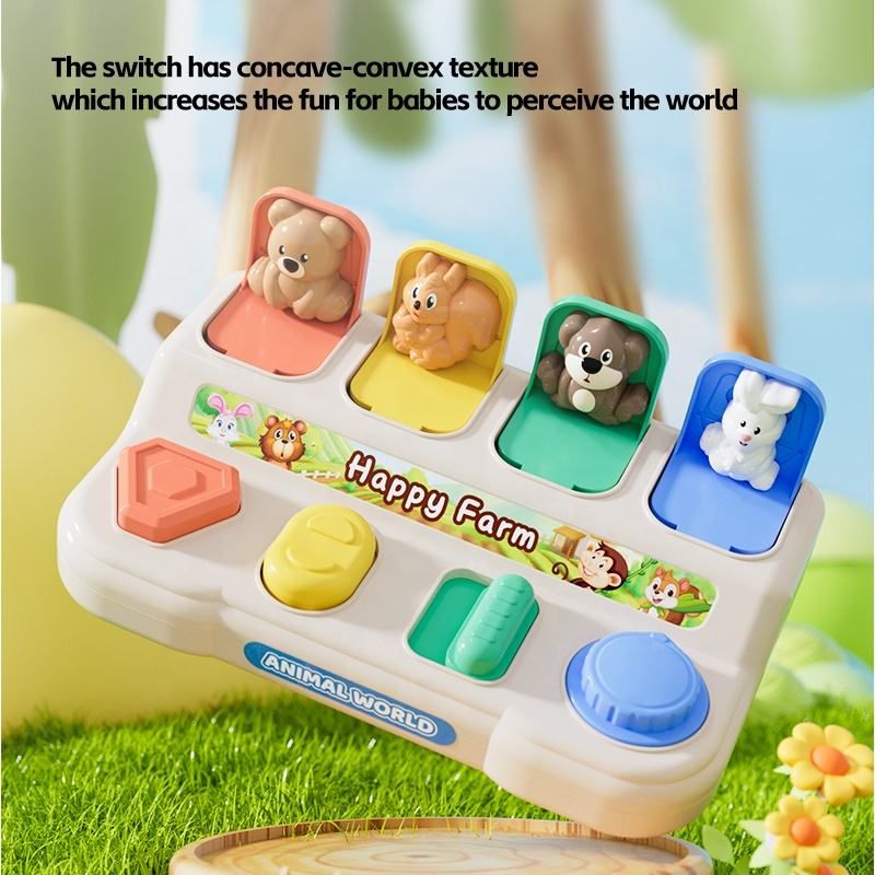 Children Animal Peek-a-boo Machine Game Early Learning Cognitive Exercise Toys Baby Finger Flexible Safety Pop-up Switch Box_voghion.com