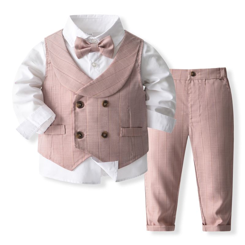 Kinderanzug, Frack, britischer Stil, für Jungen, Hochzeit, Gastgeber, Weste, drei Sätze_voghion.com