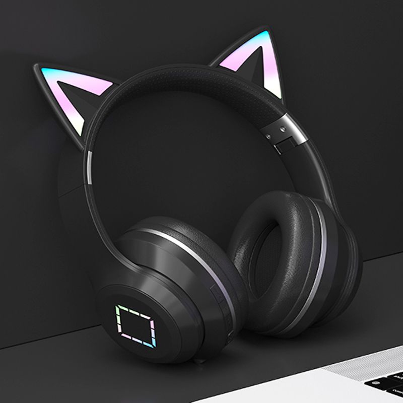 Headset Bluetooth Headphone Wireless Music Gradient Color LED Light Cat Ear With Mic Gamer Earphone Christmas Gifts_voghion.com