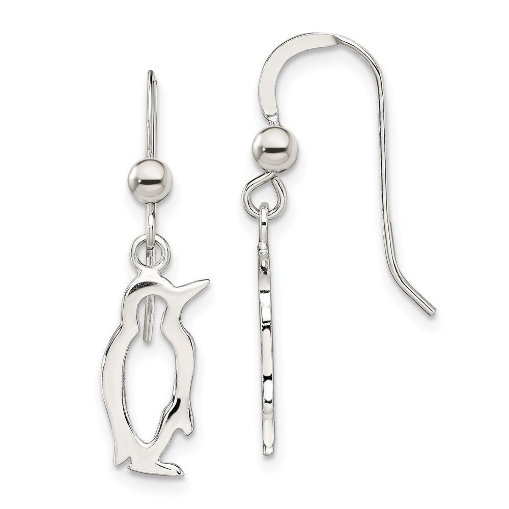 Sterling Silver Penguin Shepherd Hook Earrings_voghion.com