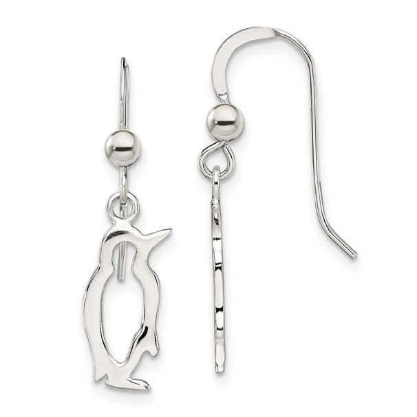 Sterling Silver Penguin Shepherd Hook Earrings_voghion.com