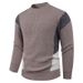 Pull minimaliste à blocs de couleurs – Pull en tricot coupe décontractée pour homme (beige/noir/kaki, M-4XL)_voghion.com