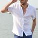 Unbeatable Quality 2024 Summer Short Sleeved Casual Cardigan Men's Solid Color Shirt_voghion.com