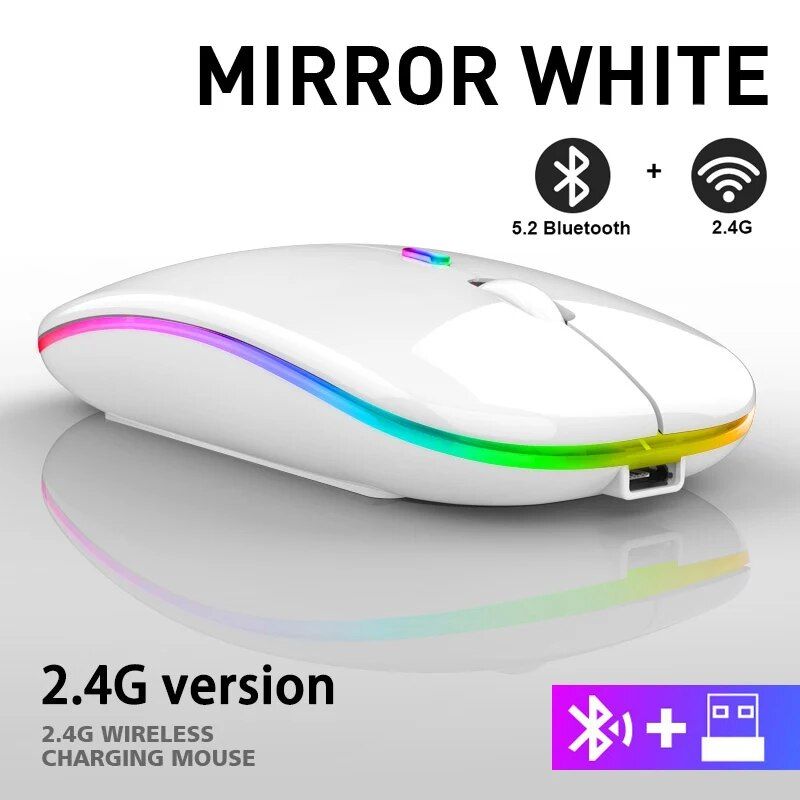 Juhtmevaba hiir RGB laetav Bluetooth-hiired Juhtmevaba arvutihiir LED-taustvalgustusega ergonoomiline mänguhiir sülearvutile 3600DPI_voghion.com