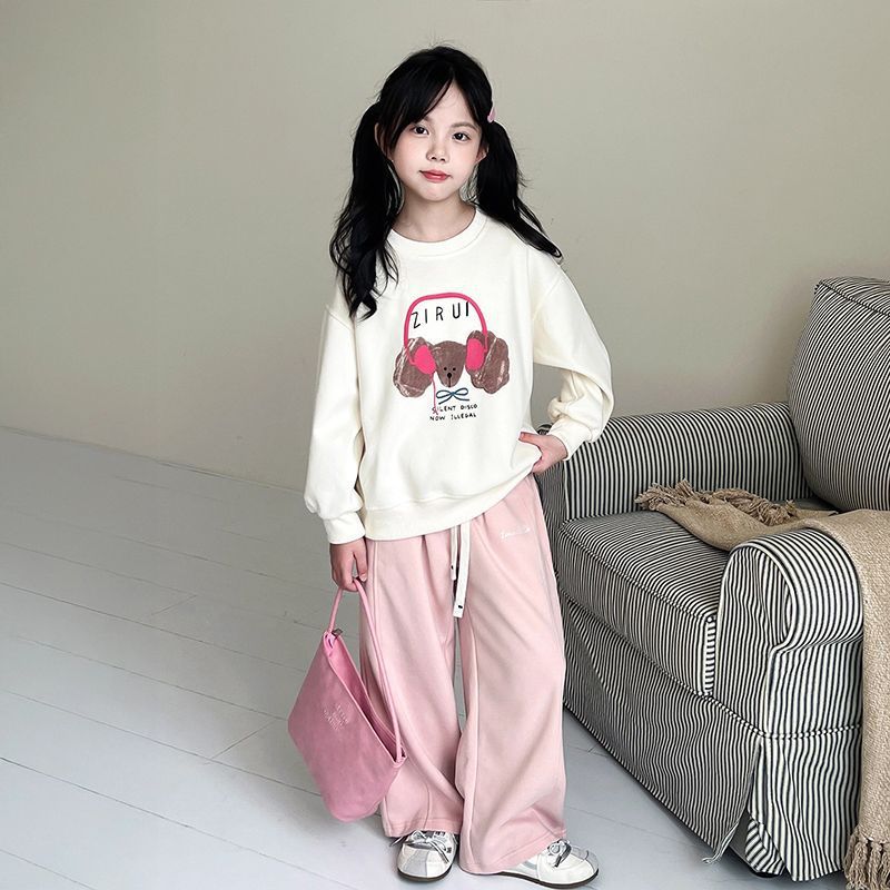 Mädchenanzug in den Größen Medium und Large für Herbst 2025 – Neue Frühlings- und Herbstmode: Zweiteiliger Pullover mit weitem Bein und passender Hose – Herbstliche Kleidung – Frisur_voghion.com