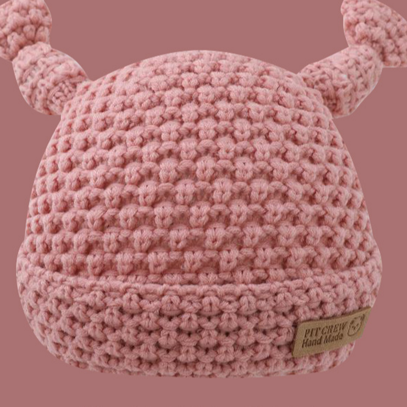 Kids'hats Baby with the pink series of autumn and winter boys and girls windproof ear warm knitted hat_voghion.com