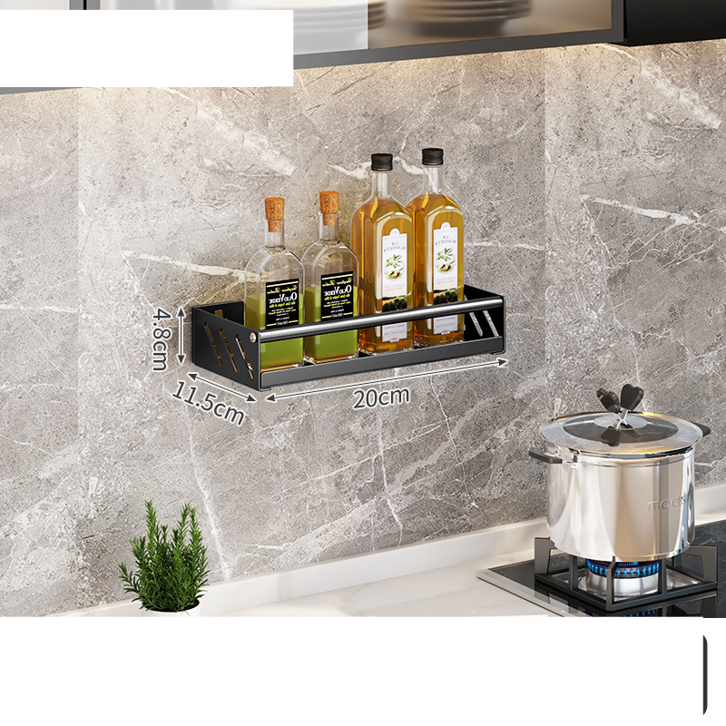 Kitchen rack punch free wall mounted multifunctional seasoning chopstick holder rack widened multi layer corner storage rack_voghion.com