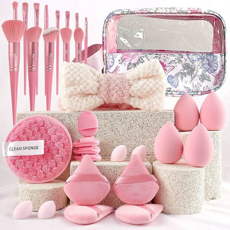 32Pcs Cosmetic Puff Beauty Blender Headband Makeup Remover Powder Puff Triangular Powder Puff Make Up Tools Accessories_voghion.com
