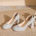 Women's Shoes One Piece Buckle Waterproof Platform Shinning Elegant Mary Jane Chunky Heel Pumps Adjustable Buckle Comfortable Square Toe High Heels_voghion.com